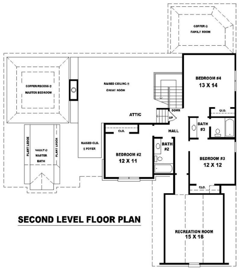 Floor Plan Second Story of Luxury Plan #170-3032