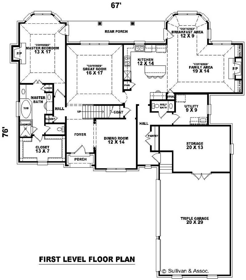 Floor Plan First Story of French Plan #170-3039