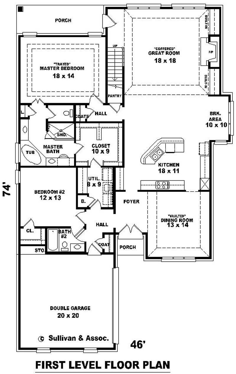 Floor Plan First Story of French Plan #170-3044