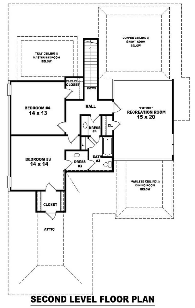 Floor Plan Second Story of French Plan #170-3044