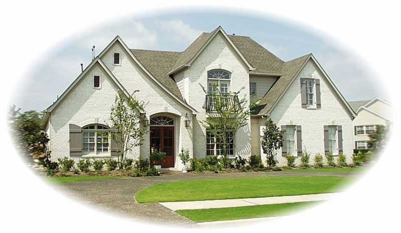 Front view of French home (ThePlanCollection: House Plan #170-3047)