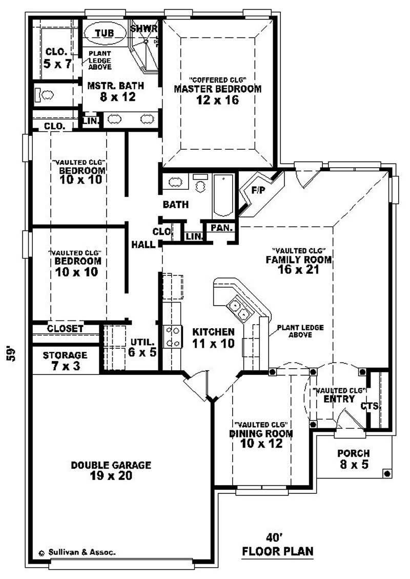 Floor Plan First Story of French Plan #170-3049