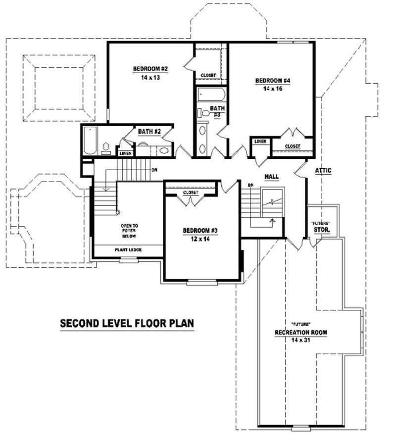 Floor Plan Second Story of French Plan #170-3050