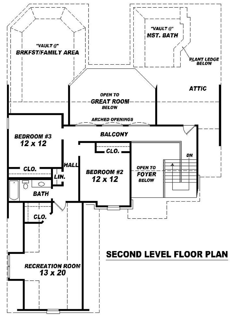 Floor Plan Second Story of French Plan #170-3052