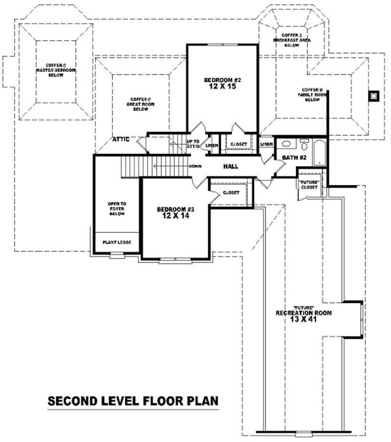 Floor Plan Second Story of French Plan #170-3054