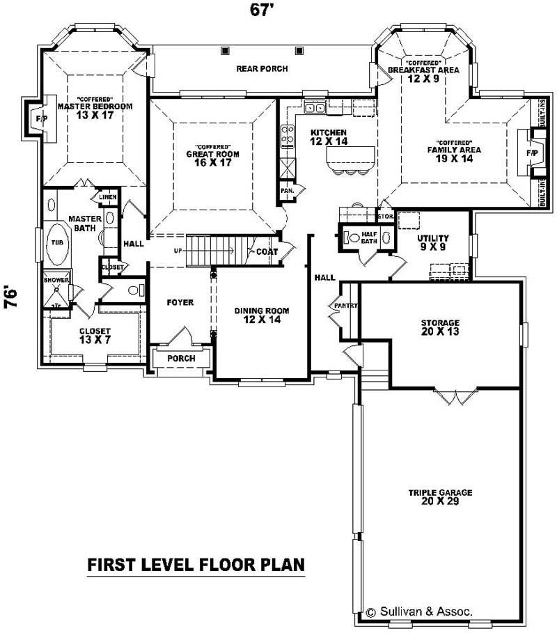 Floor Plan First Story of French Plan #170-3054
