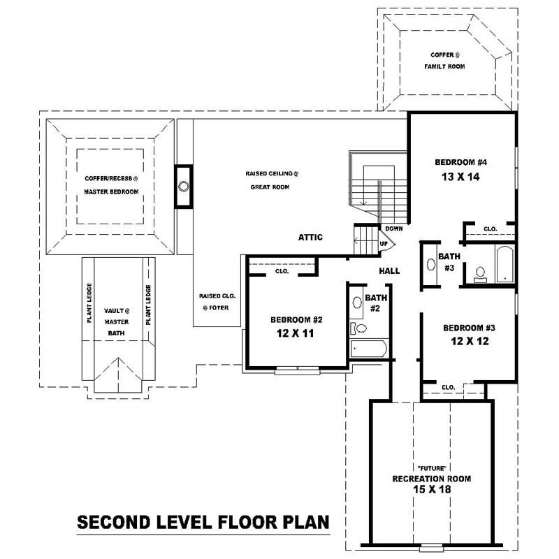 Floor Plan Second Story of Traditional Plan #170-3055