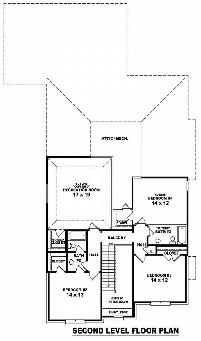 Floor Plan Second Story of French Plan #170-3072