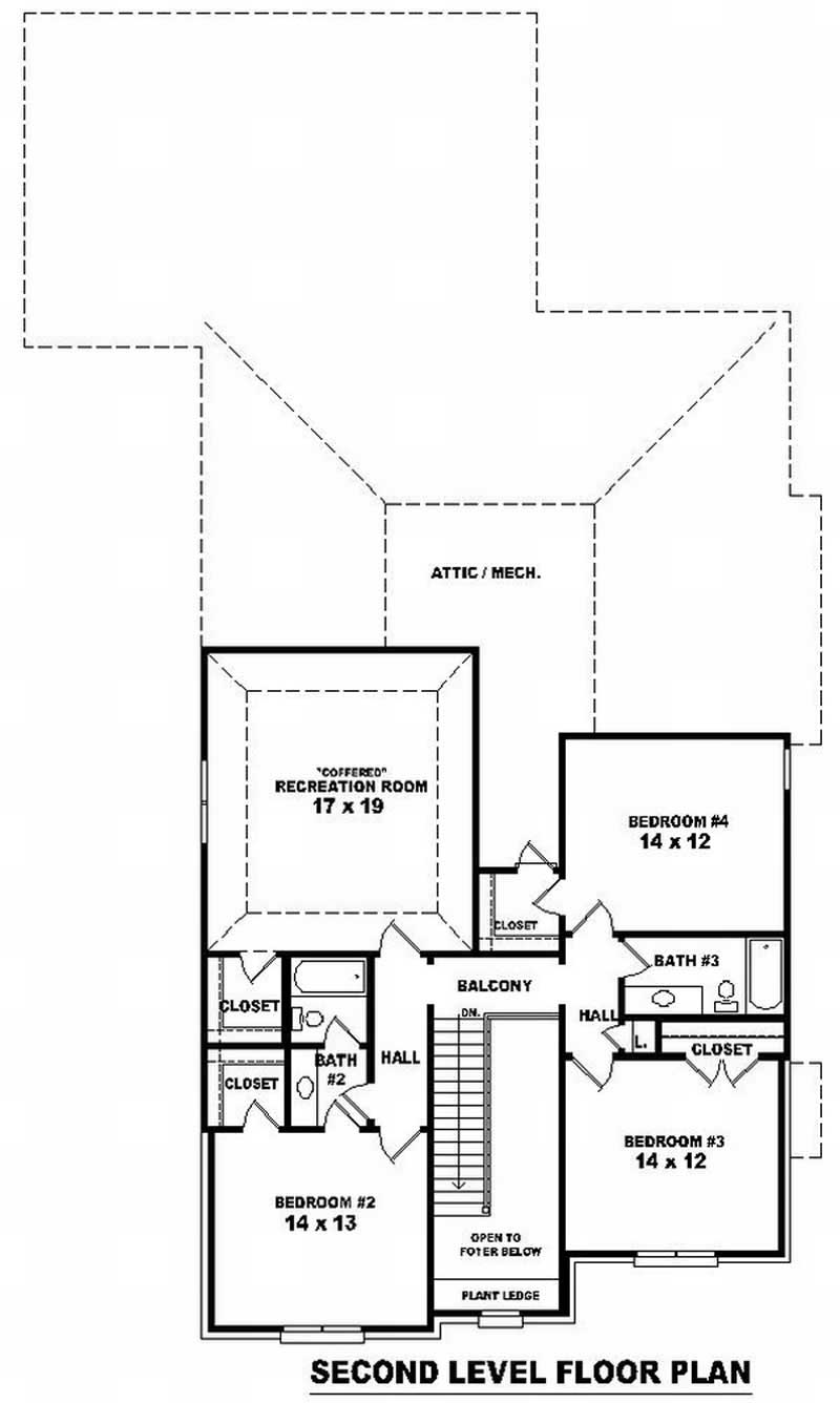 Floor Plan Second Story of French Plan #170-3074