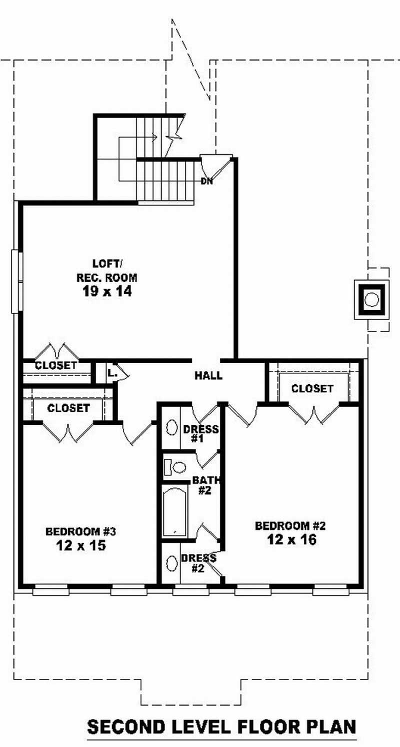 Floor Plan Second Story of Craftsman Plan #170-3076