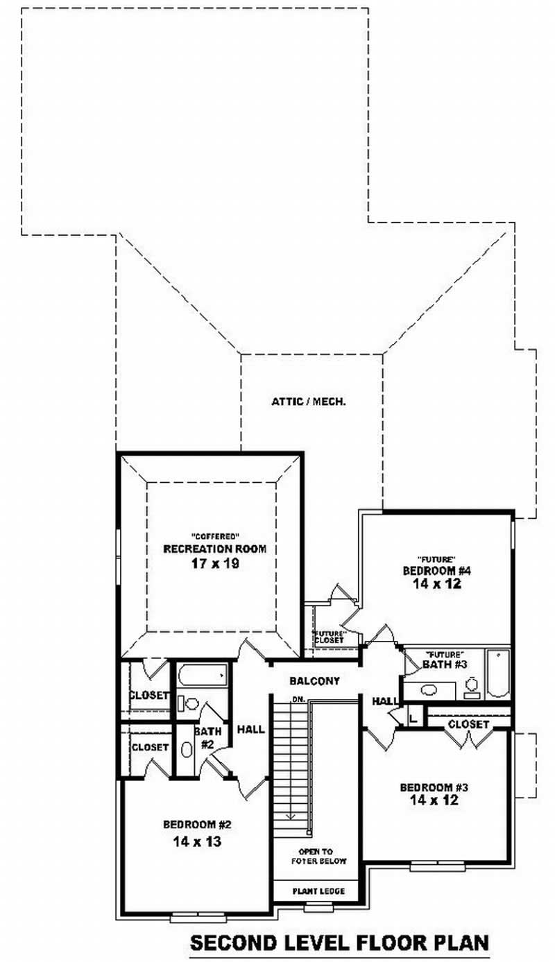 Floor Plan Second Story of French Plan #170-3077