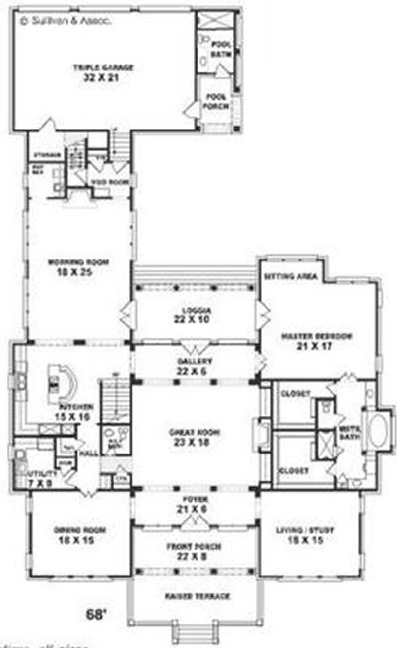 Floor Plan First Story of European Plan #170-3087