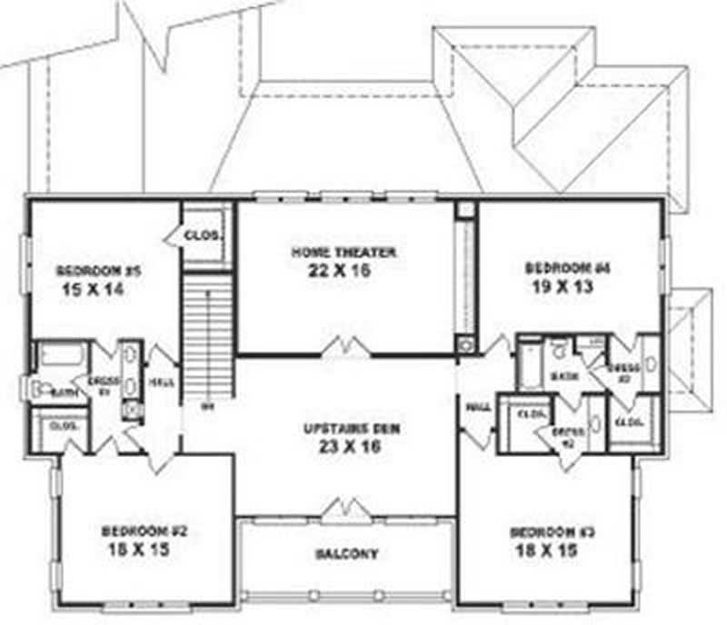 Floor Plan Second Story of European Plan #170-3087