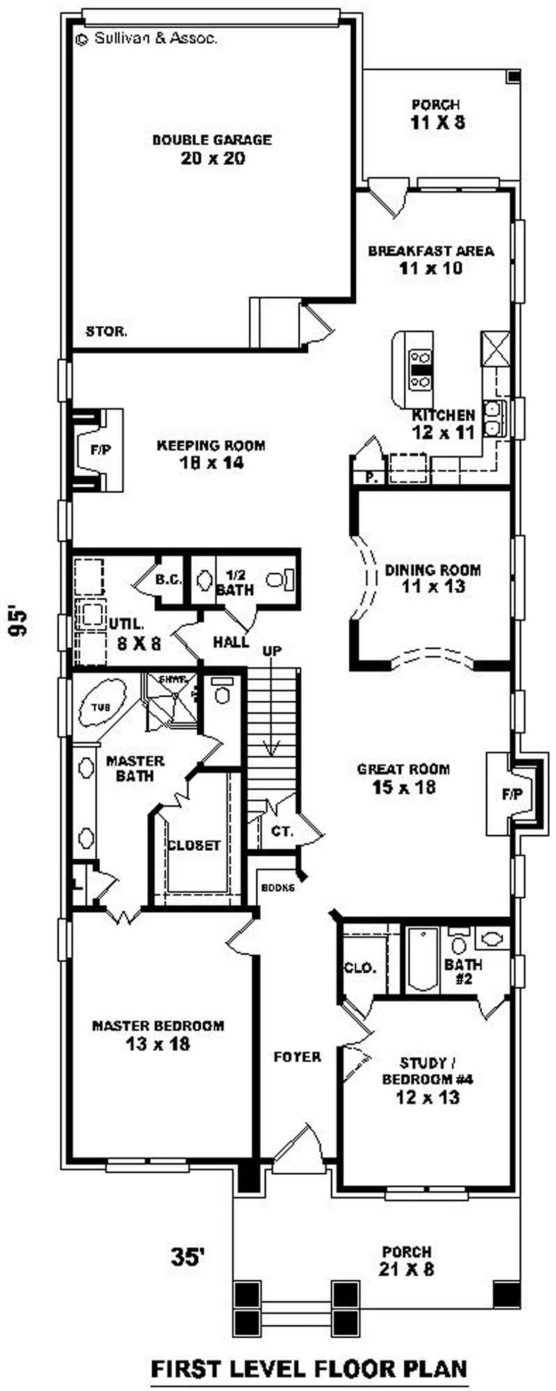 Floor Plan First Story of Craftsman Plan #170-3100