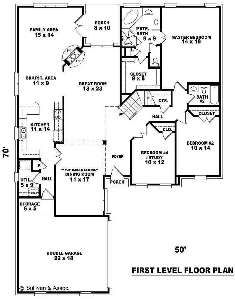 Floor Plan First Story of Traditional Plan #170-3104