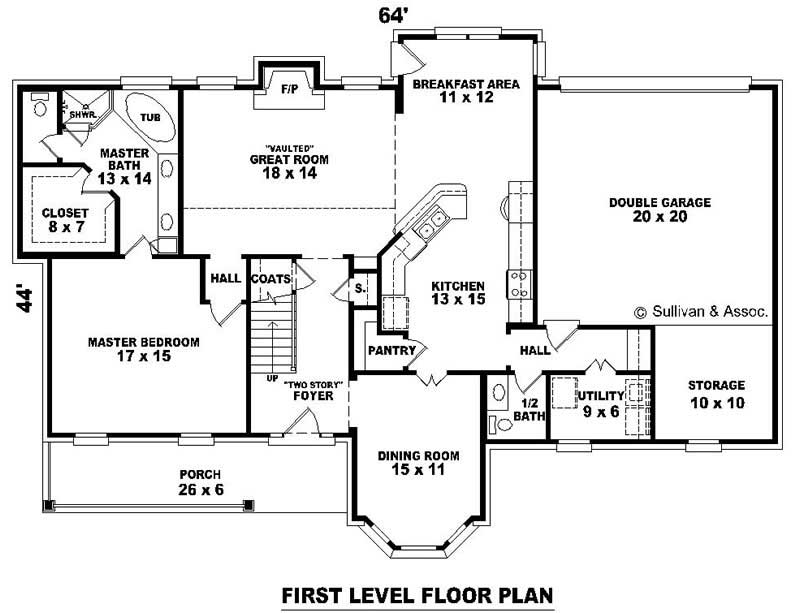 Floor Plan First Story of Country Plan #170-3106