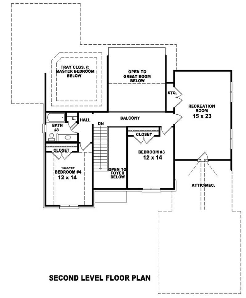 Floor Plan Second Story of French Plan #170-3114