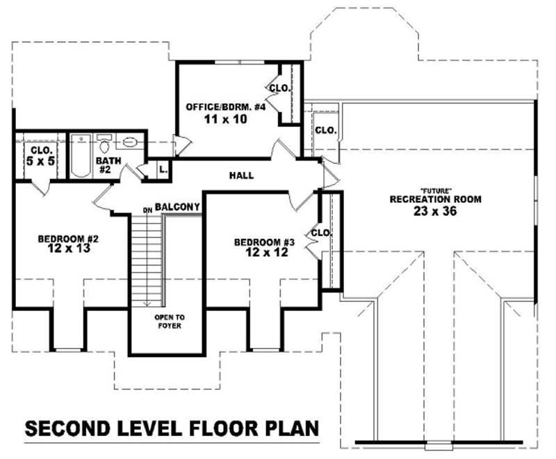 Floor Plan Second Story of French Plan #170-3119
