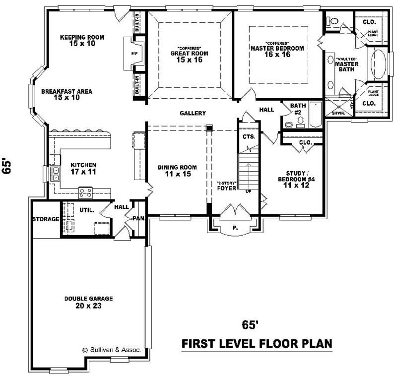 Floor Plan First Story of French Plan #170-3130