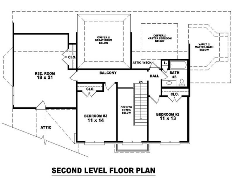Floor Plan Second Story of French Plan #170-3130