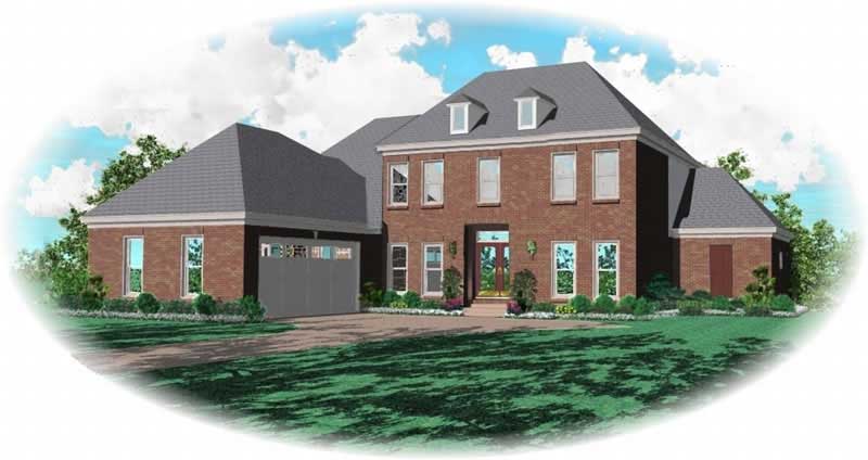 Front view of French home (ThePlanCollection: House Plan #170-3131)