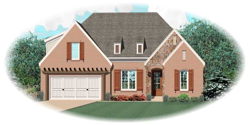 Front view of Country home (ThePlanCollection: House Plan #170-3133)