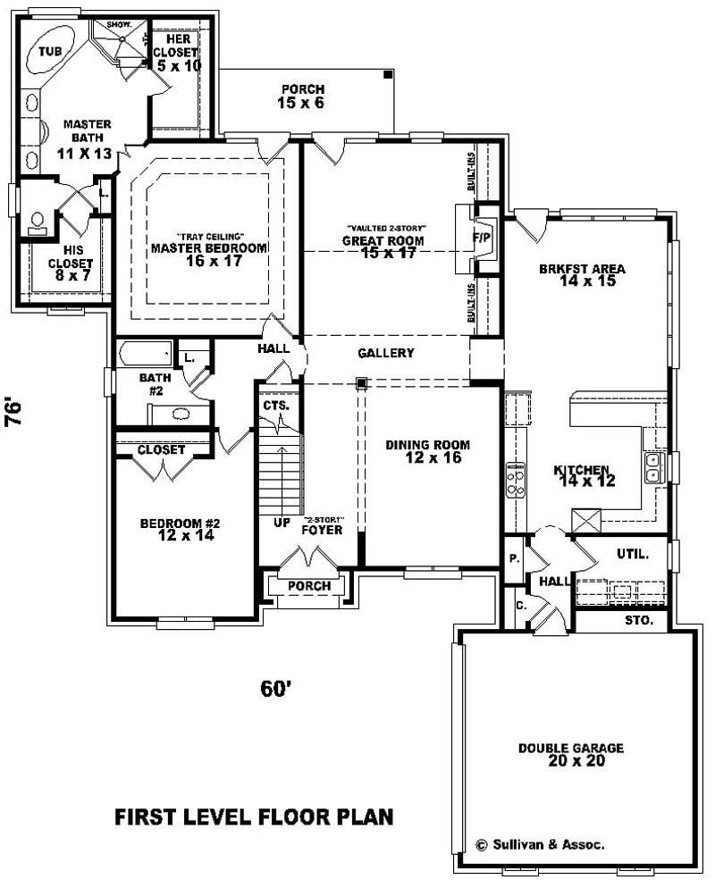 Floor Plan First Story of French Plan #170-3139