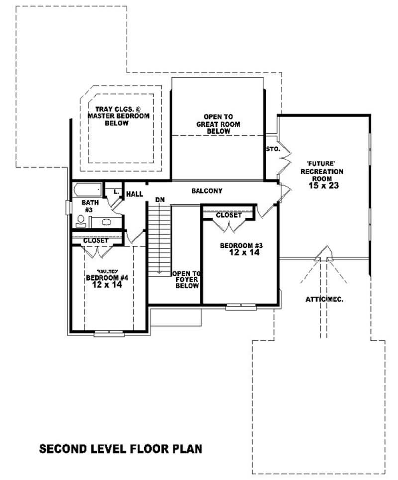 Floor Plan Second Story of French Plan #170-3139