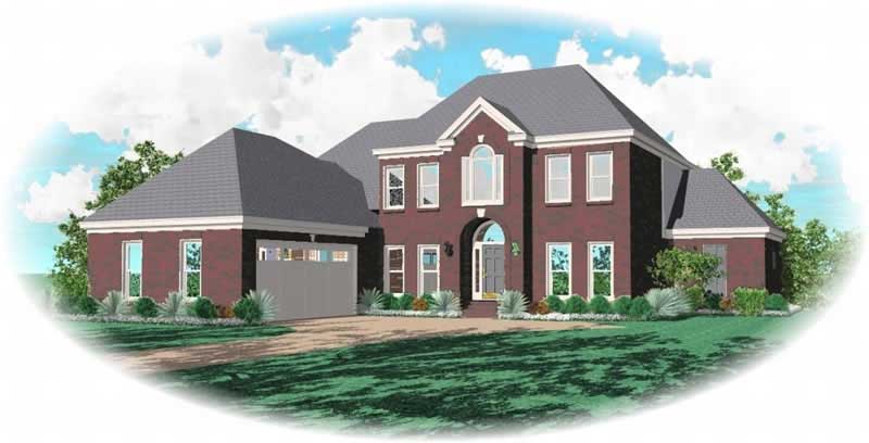 Front view of French home (ThePlanCollection: House Plan #170-3140)