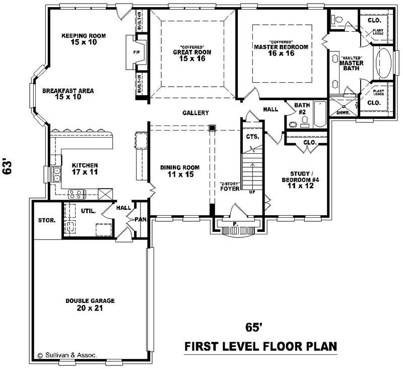 Floor Plan First Story of French Plan #170-3140