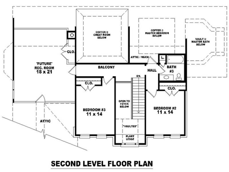 Floor Plan Second Story of French Plan #170-3140