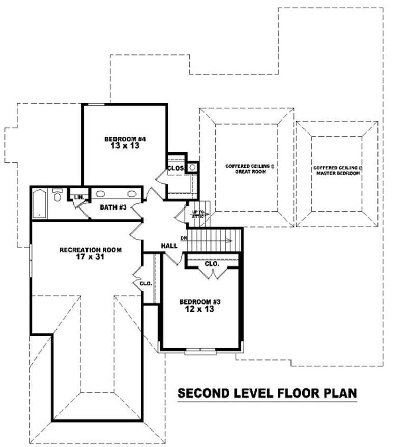 Floor Plan Second Story of French Plan #170-3142