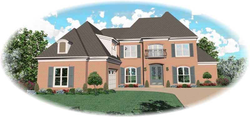 Front view of Country home (ThePlanCollection: House Plan #170-3144)