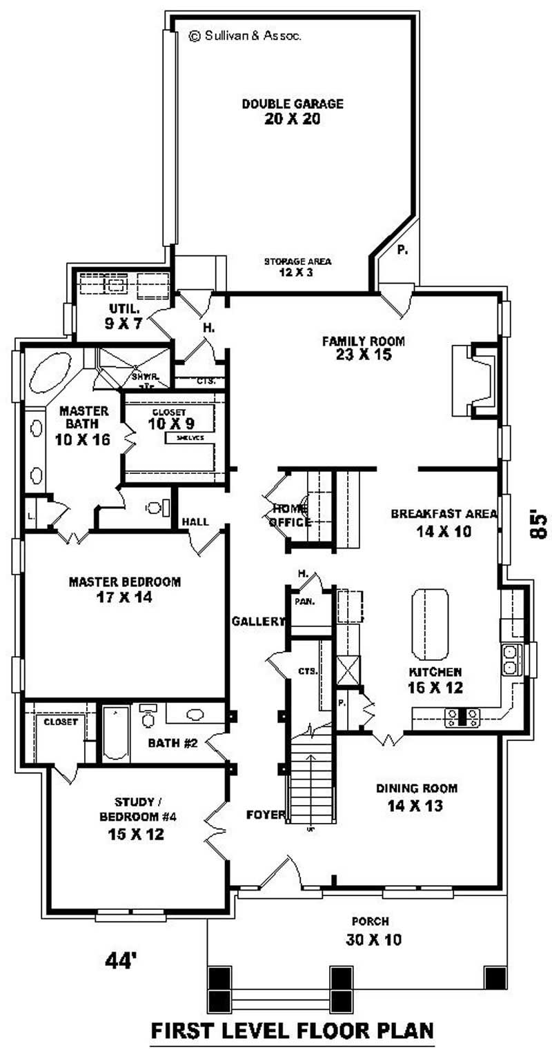 Floor Plan First Story of Craftsman Plan #170-3157