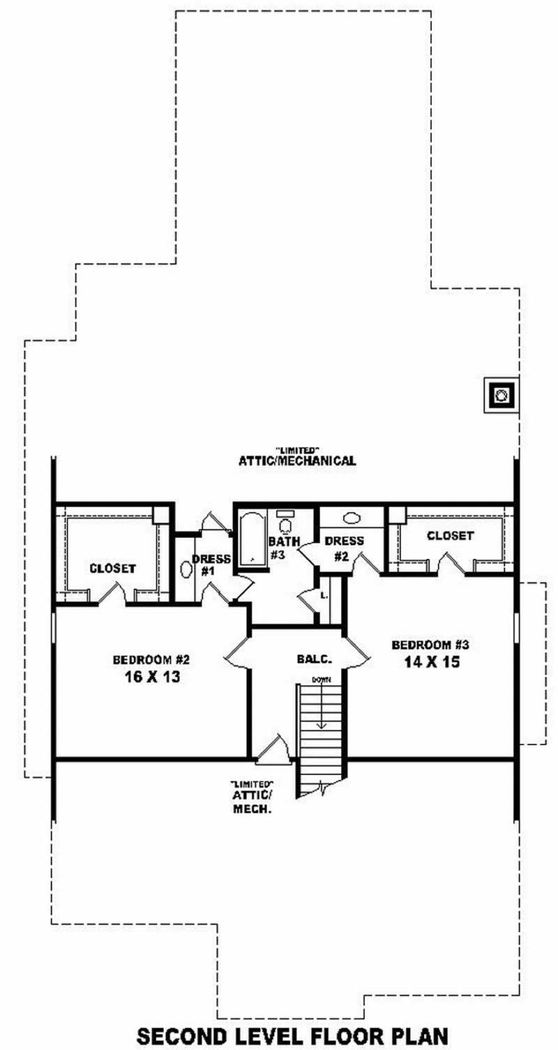 Floor Plan Second Story of Craftsman Plan #170-3157