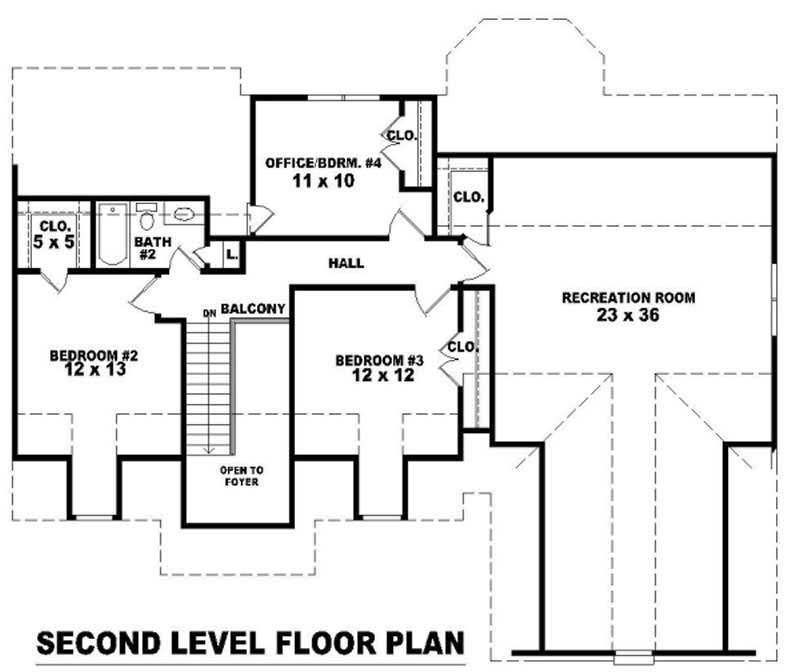 Floor Plan Second Story of French Plan #170-3162
