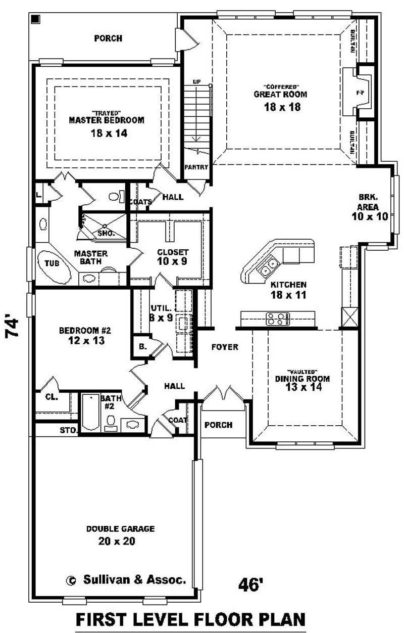 Floor Plan First Story of French Plan #170-3171