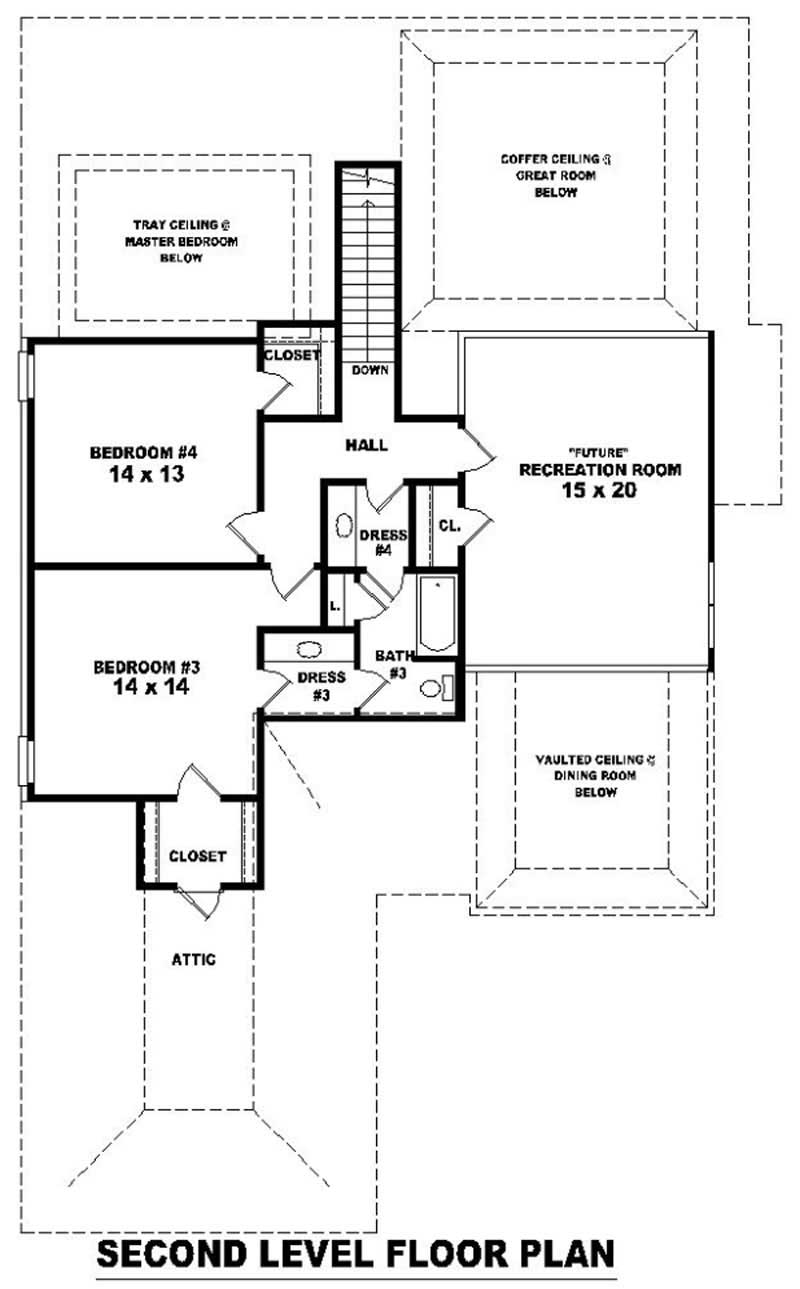 Floor Plan Second Story of French Plan #170-3171