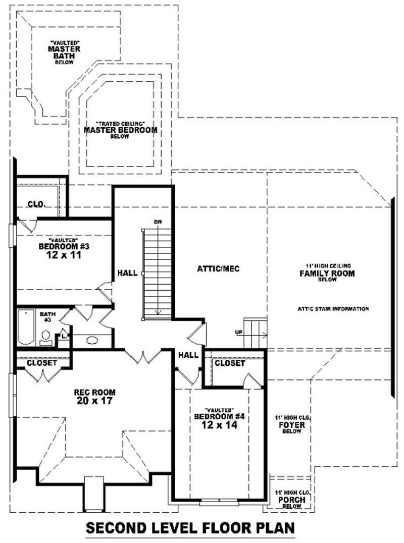 Floor Plan Second Story of Country Plan #170-3172