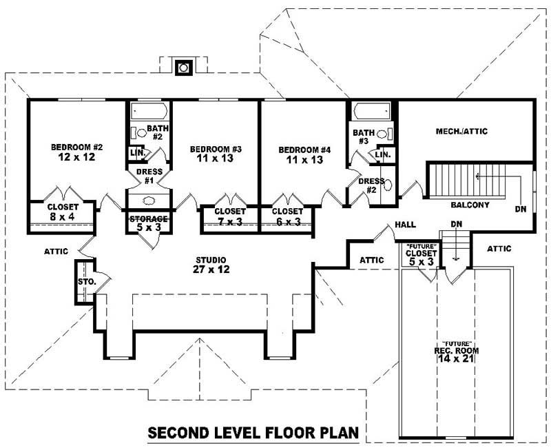Floor Plan Second Story of Country Plan #170-3196