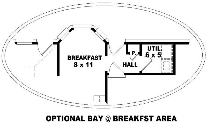 Floor Plan Main Level of Ranch Plan #170-3198 - Breakfast Nook