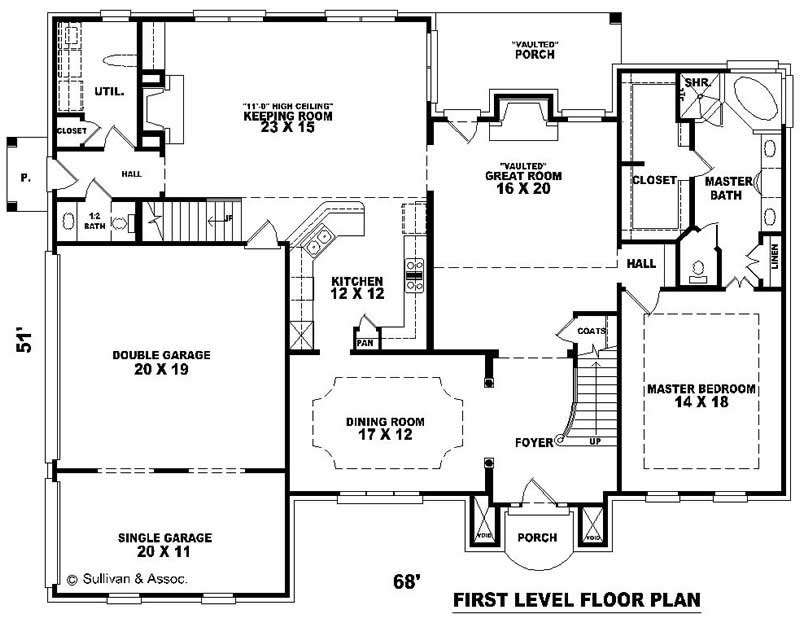 Floor Plan First Story of French Plan #170-3202