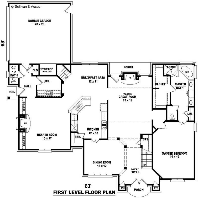 Floor Plan First Story of French Plan #170-3203