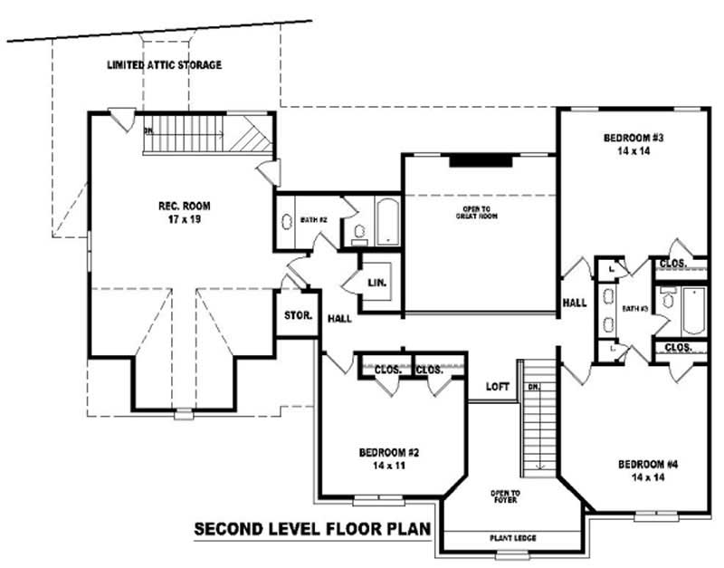 Floor Plan Second Story of French Plan #170-3203