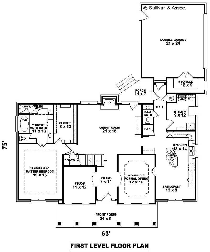 Floor Plan First Story of Country Plan #170-3206