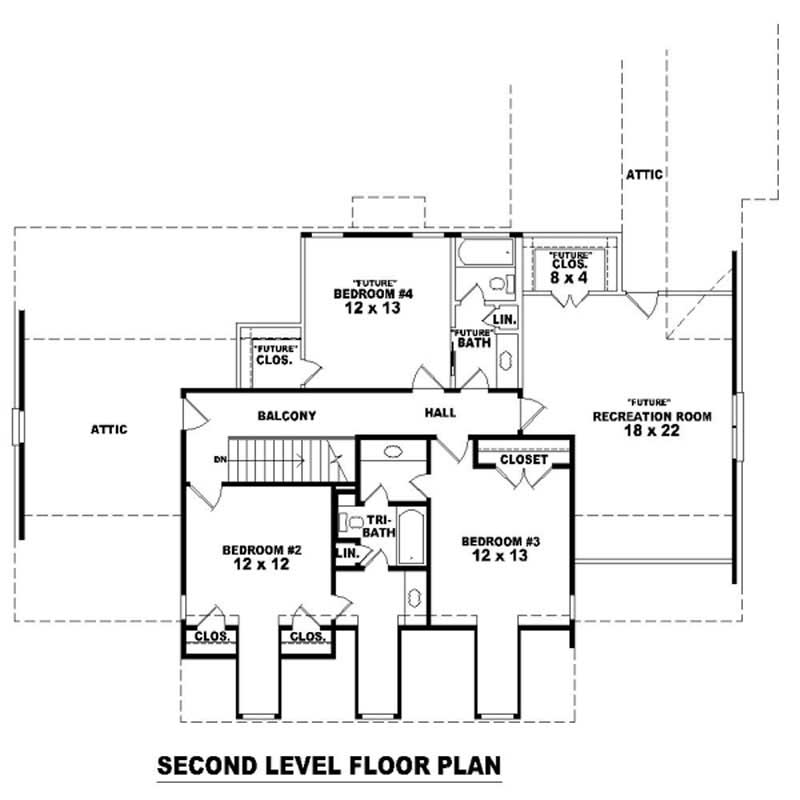 Floor Plan Second Story of Country Plan #170-3206