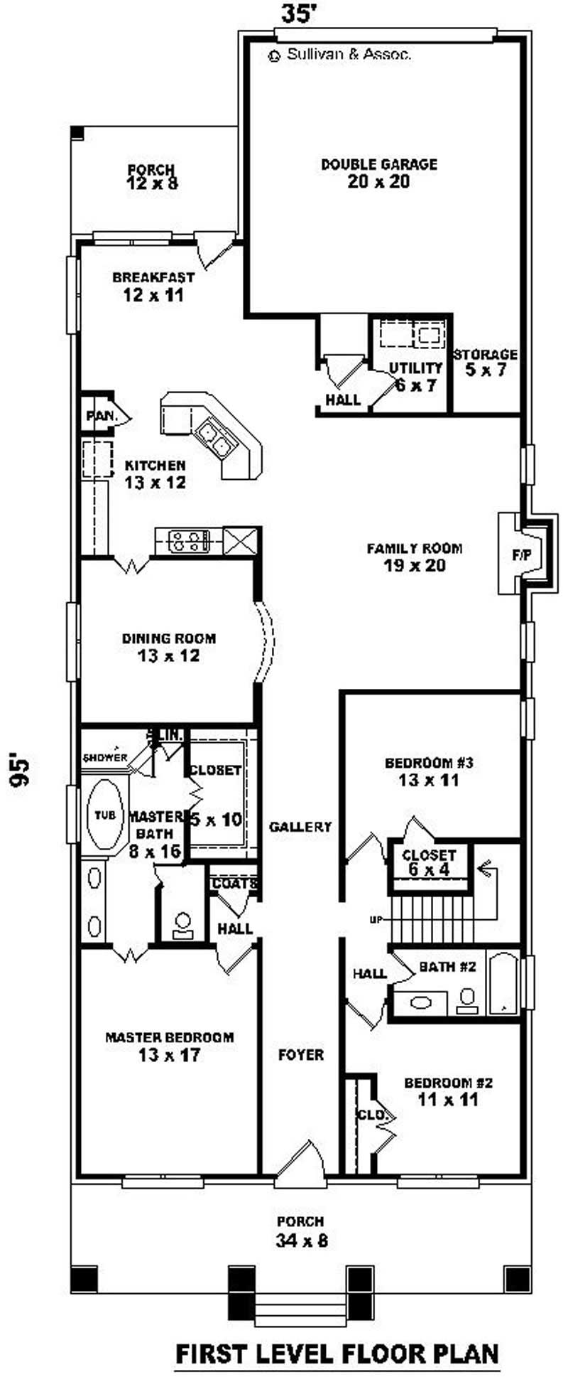 Floor Plan First Story of Craftsman Plan #170-3212