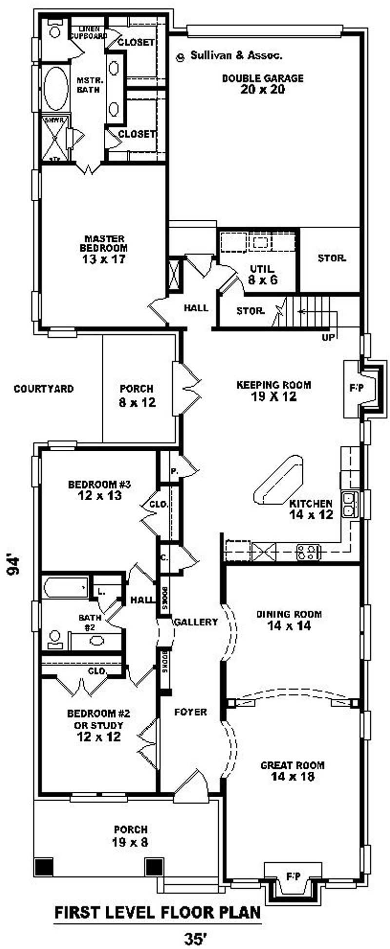 Floor Plan First Story of Craftsman Plan #170-3216