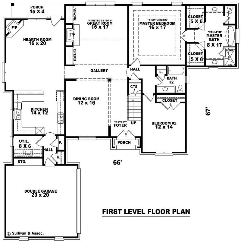 Floor Plan First Story of French Plan #170-3217