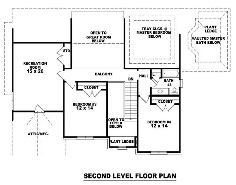 Floor Plan Second Story of French Plan #170-3217